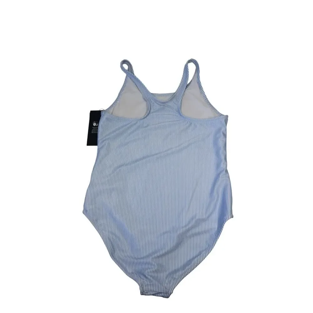 Tommy Hilfiger Girls Blue and White Stripe‎ Sequin Flower Swimsuit Size XL(16)